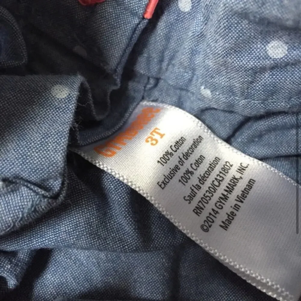 Gymboree Chambray Top 3T Denim Top polka top